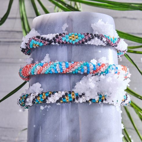 Vortex polaire | Bracelet de perles de verre de l'Himalaya